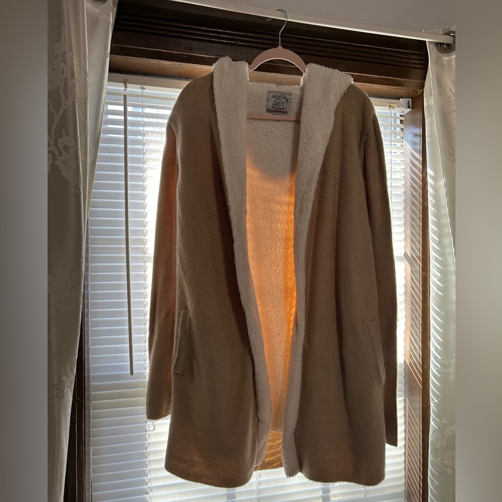 Womens Snails Cinnamon cozy fleece lined cardigan MEDIUM